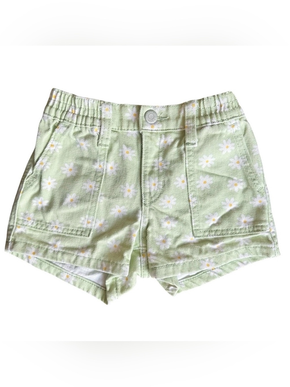 Old Navy Size 8 Girls green white Daisy cotton shorts